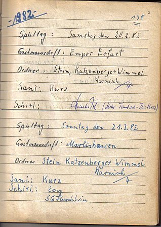 Erste Spiele 1982, Platzordnernachweisbuch